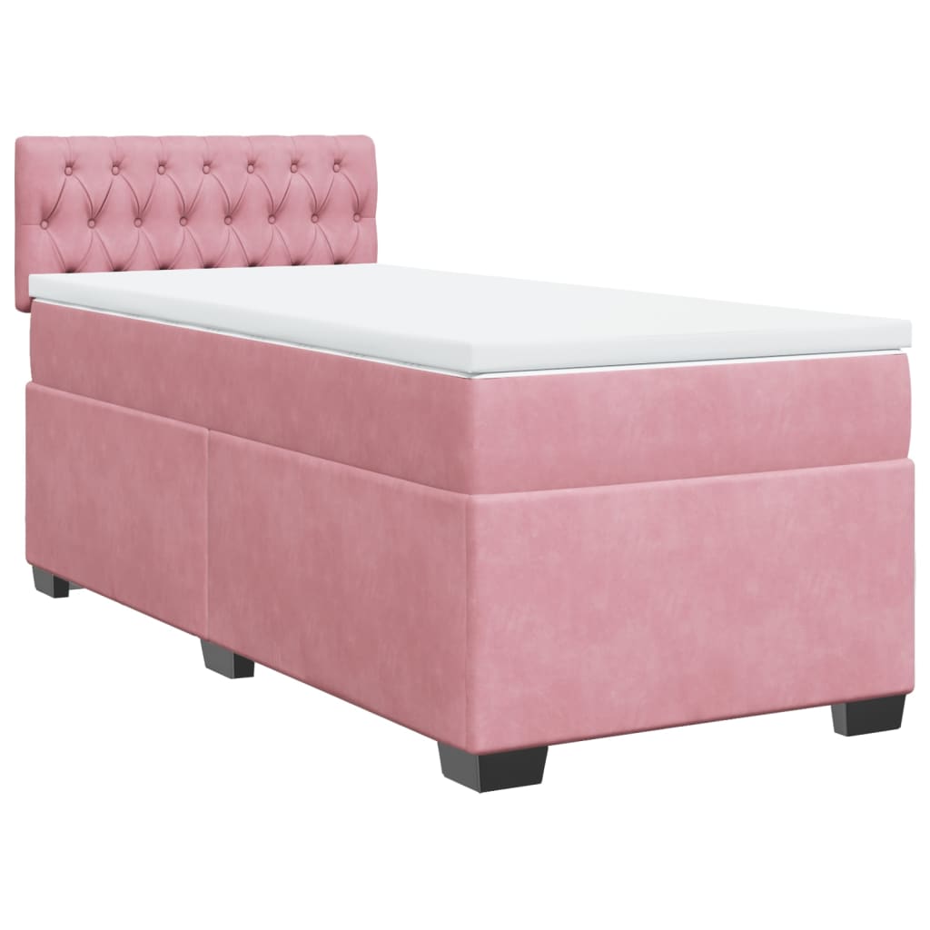 Boxspring met matras fluweel roze 90x200 cm