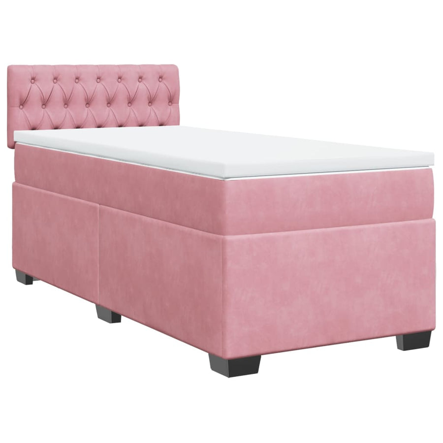 Boxspring met matras fluweel roze 90x200 cm