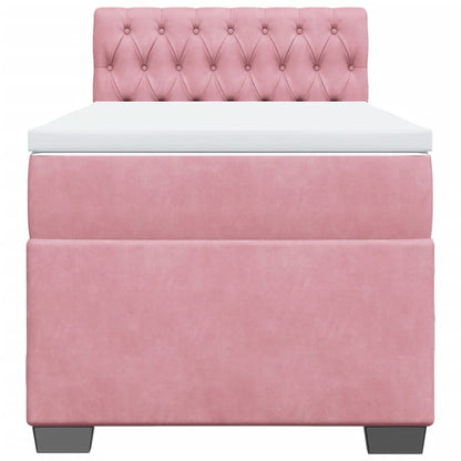 Boxspring met matras fluweel roze 90x200 cm