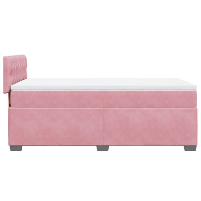 Boxspring met matras fluweel roze 90x200 cm