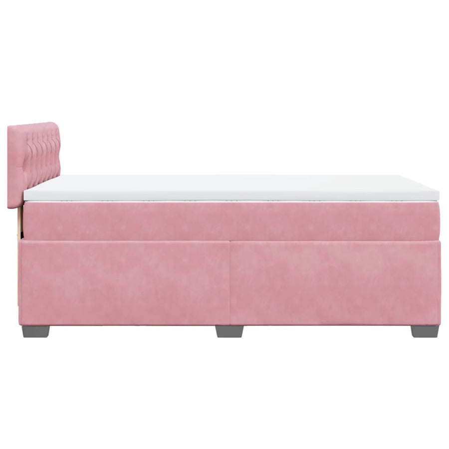 Boxspring met matras fluweel roze 90x200 cm