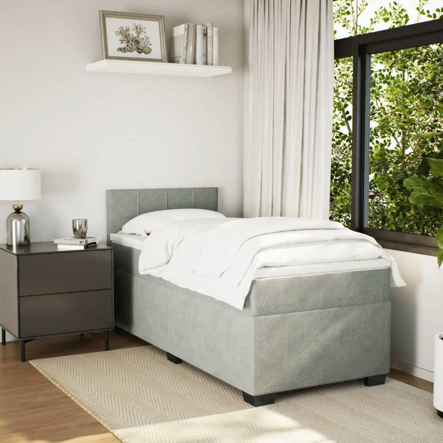 Boxspring met matras fluweel lichtgrijs 90x200 cm
