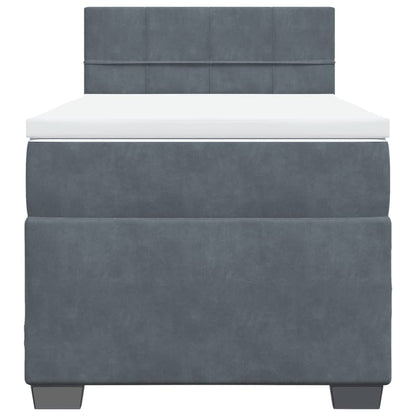 Boxspring met matras fluweel donkergrijs 90x200 cm