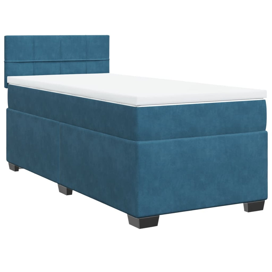 Boxspring met matras fluweel donkerblauw 90x200 cm