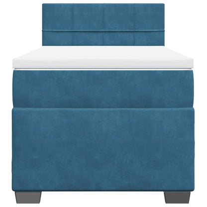 Boxspring met matras fluweel donkerblauw 90x200 cm