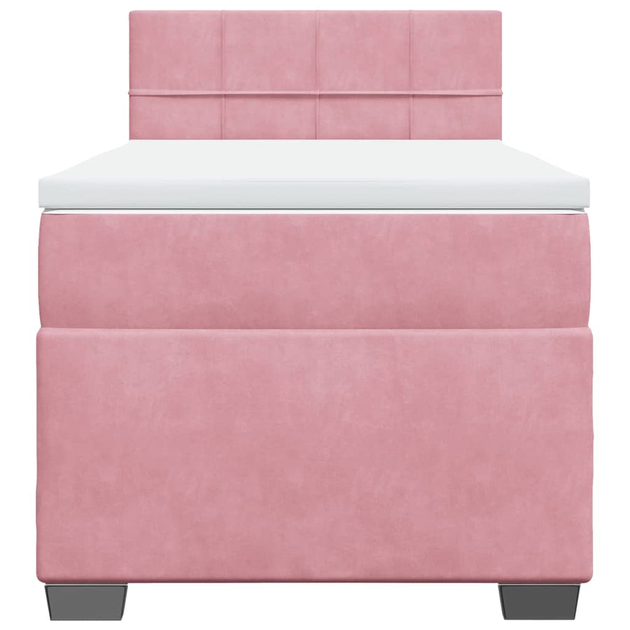 Boxspring met matras fluweel roze 90x200 cm