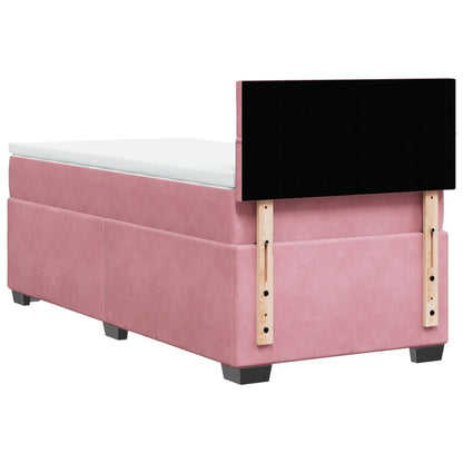 Boxspring met matras fluweel roze 90x200 cm