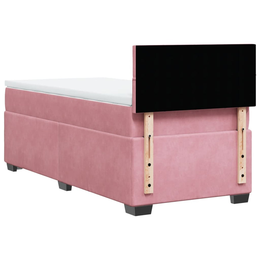 Boxspring met matras fluweel roze 90x200 cm