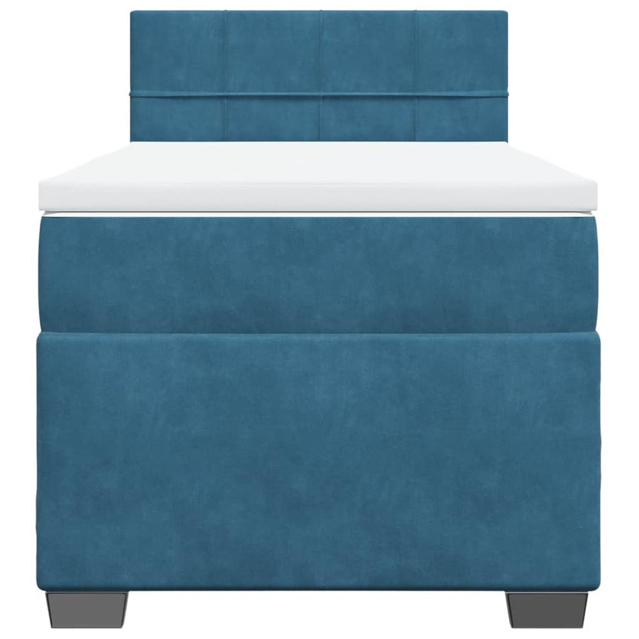 Boxspring met matras fluweel donkerblauw 100x200 cm