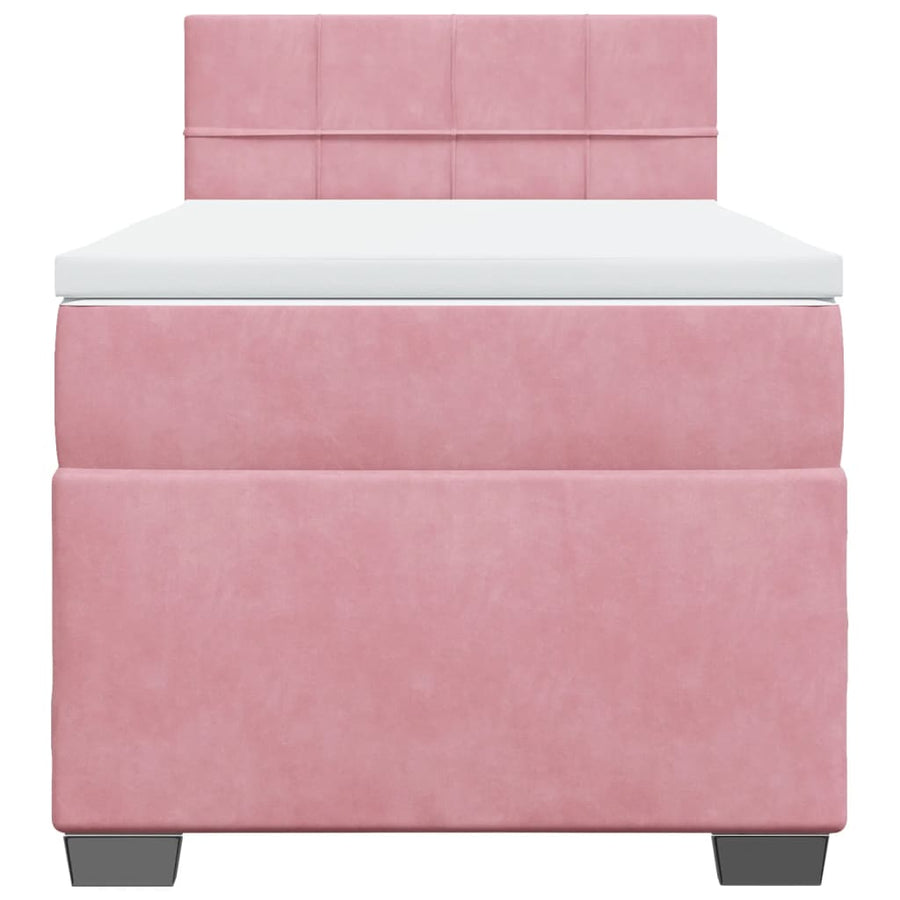 Boxspring met matras fluweel roze 100x200 cm