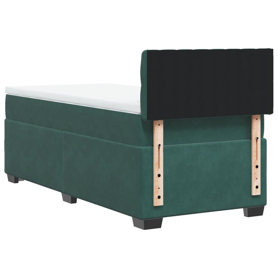 Boxspring met matras fluweel donkergroen 100x200 cm