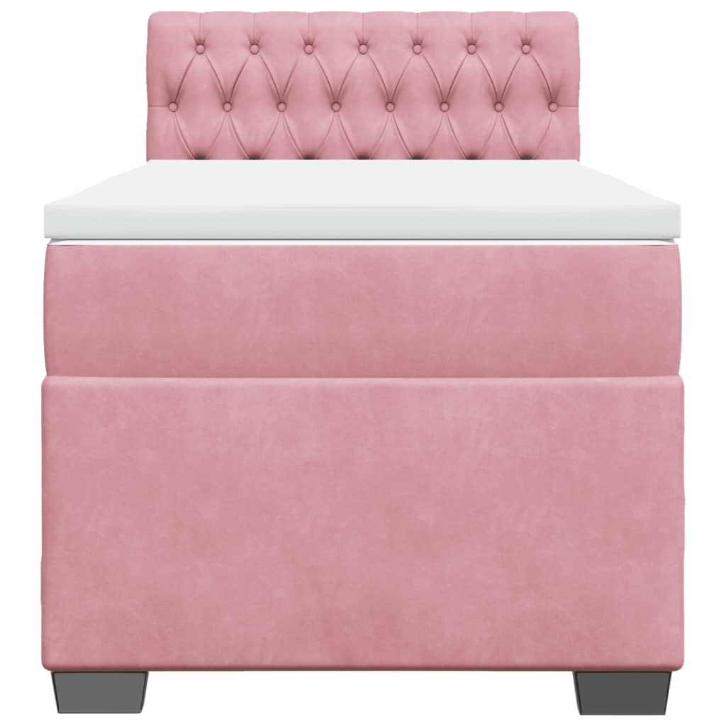 Boxspring met matras fluweel roze 100x200 cm