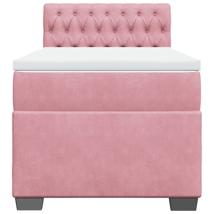 Boxspring met matras fluweel roze 100x200 cm