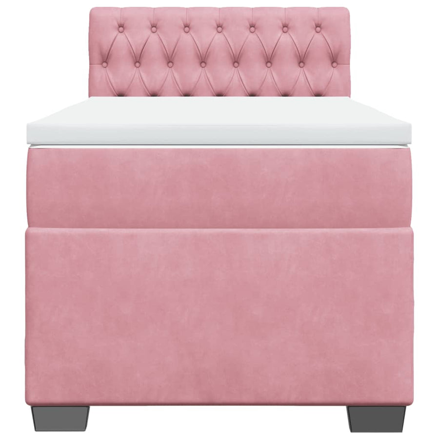 Boxspring met matras fluweel roze 100x200 cm