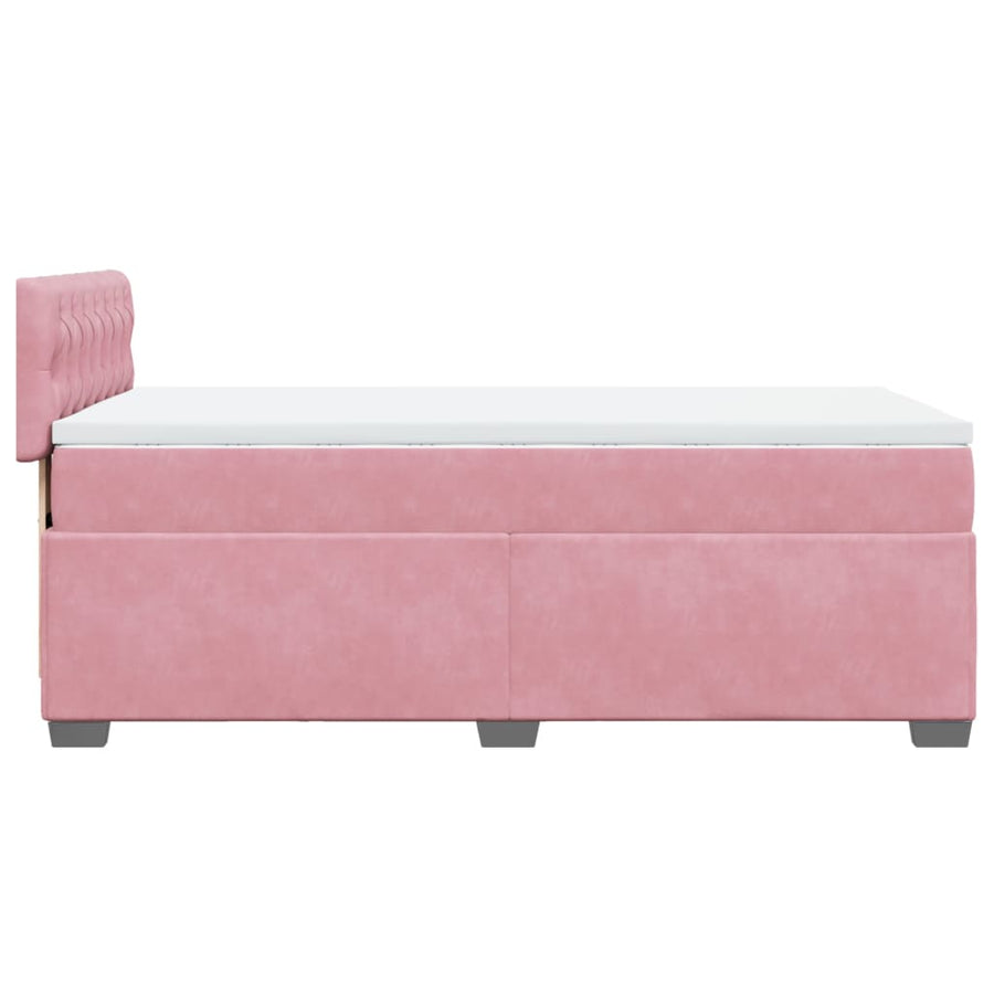 Boxspring met matras fluweel roze 100x200 cm