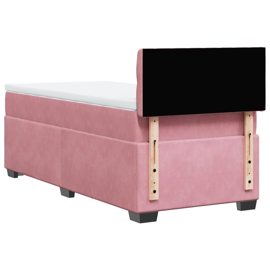 Boxspring met matras fluweel roze 100x200 cm