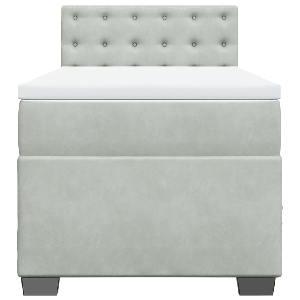 Boxspring met matras fluweel lichtgrijs 100x200 cm