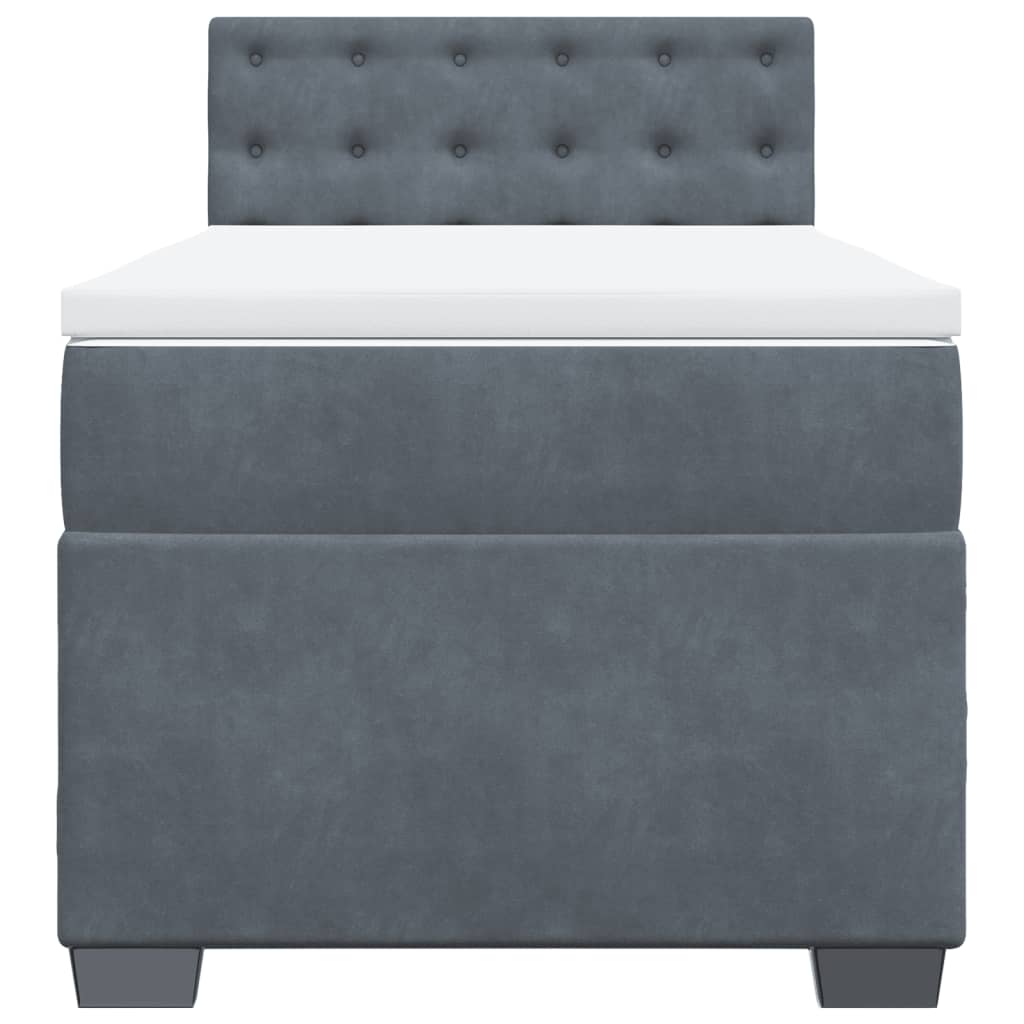 Boxspring met matras fluweel donkergrijs 100x200 cm