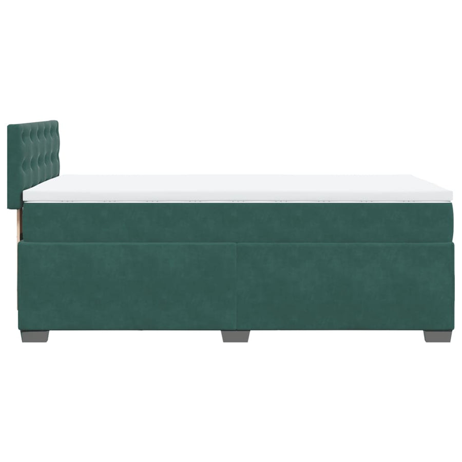 Boxspring met matras fluweel donkergroen 100x200 cm