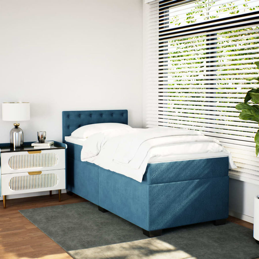 Boxspring met matras fluweel donkerblauw 100x200 cm