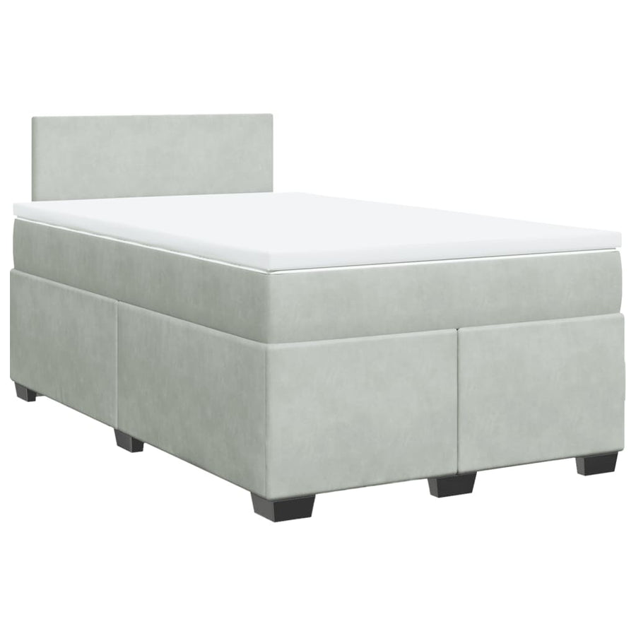 Boxspring met matras fluweel lichtgrijs 120x190 cm