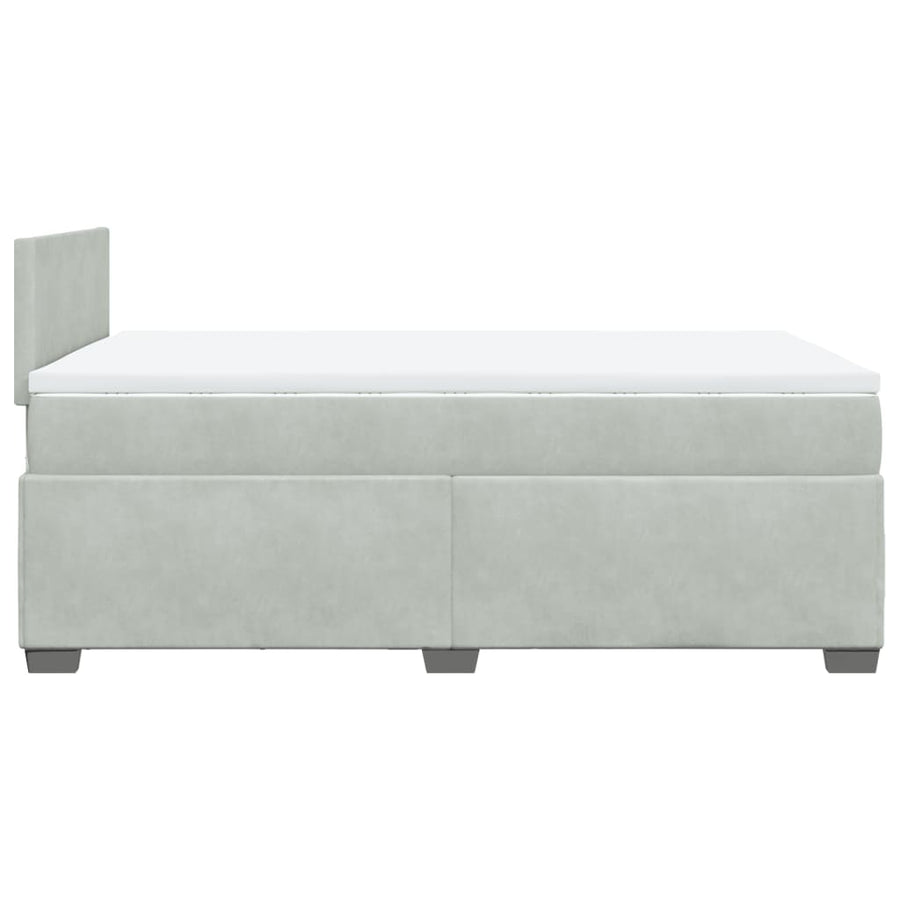 Boxspring met matras fluweel lichtgrijs 120x190 cm