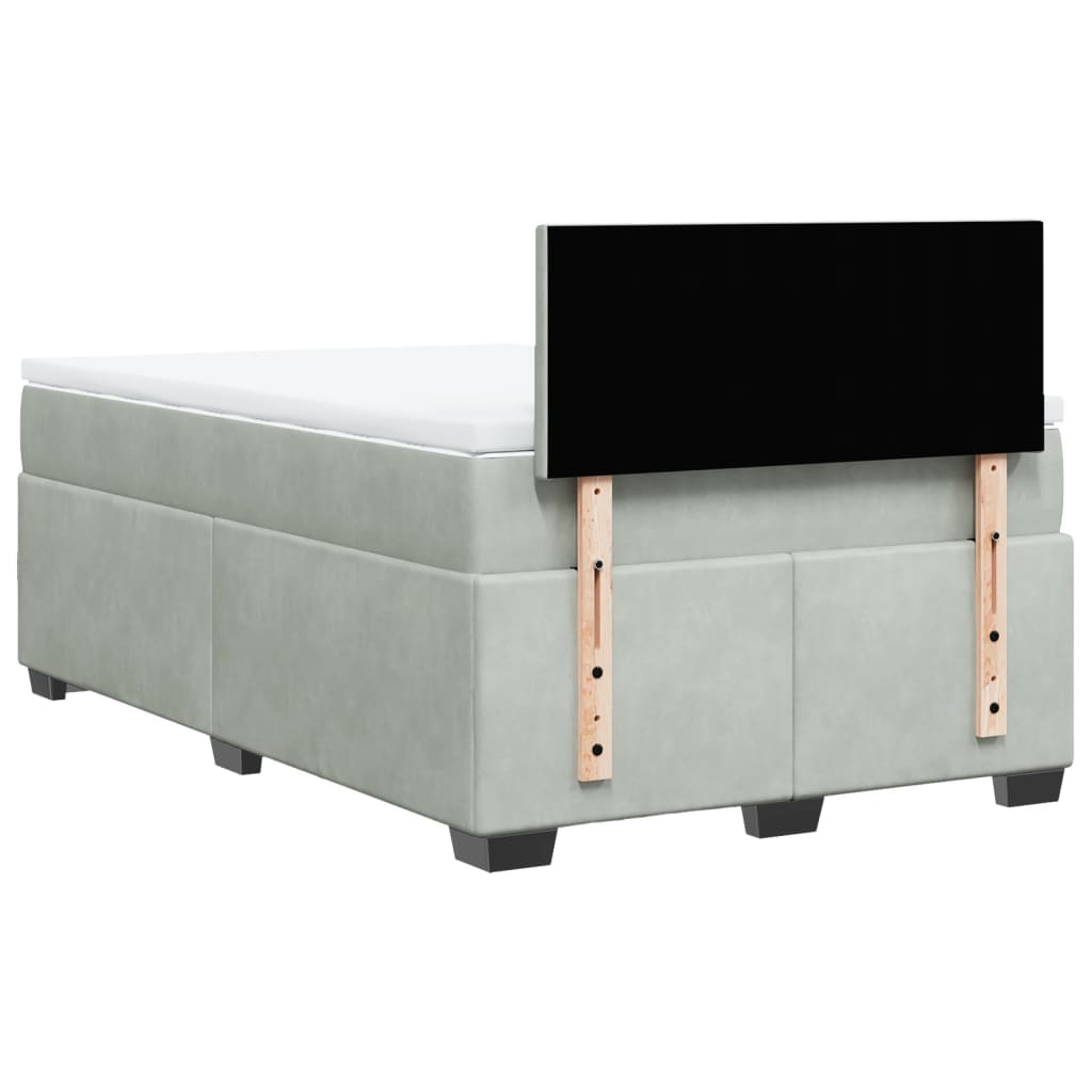 Boxspring met matras fluweel lichtgrijs 120x190 cm