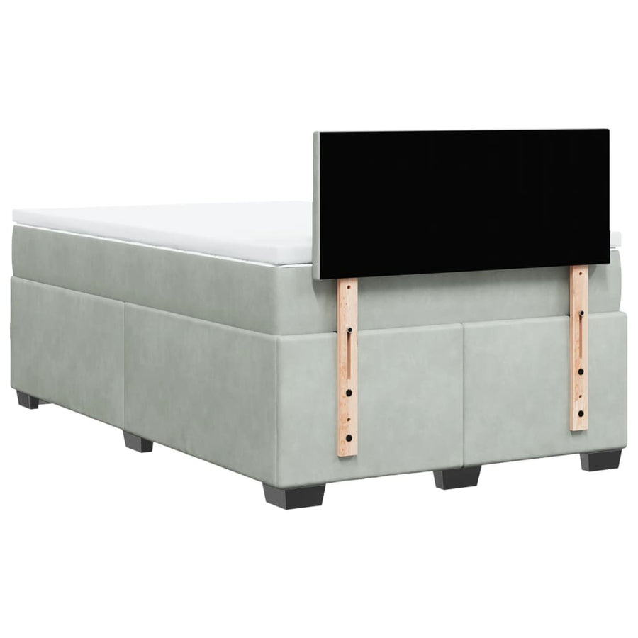 Boxspring met matras fluweel lichtgrijs 120x190 cm