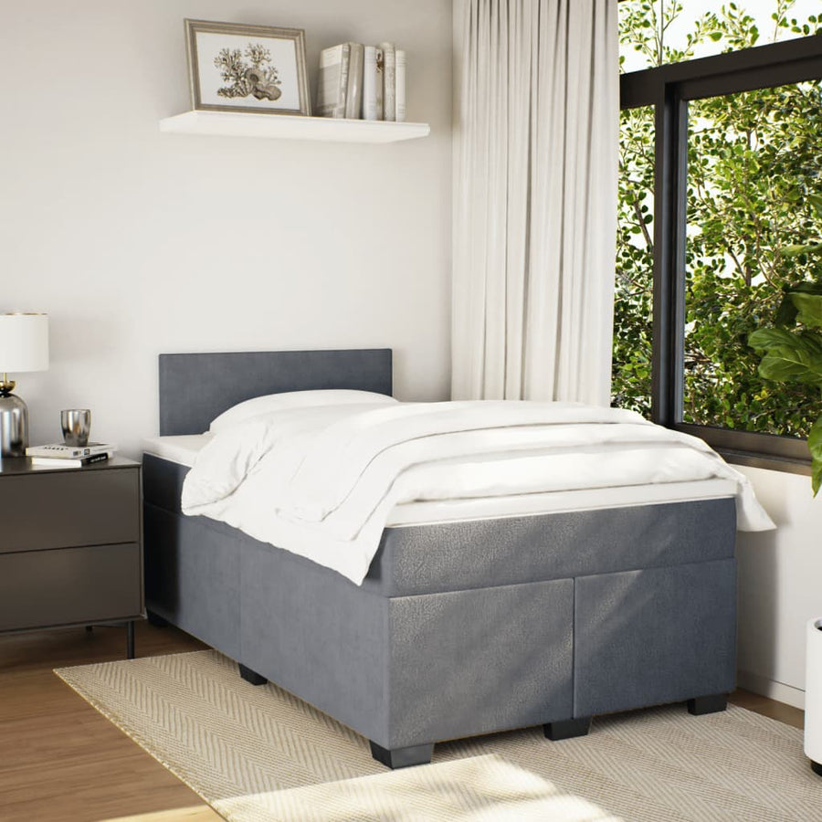 Boxspring met matras fluweel donkergrijs 120x190 cm