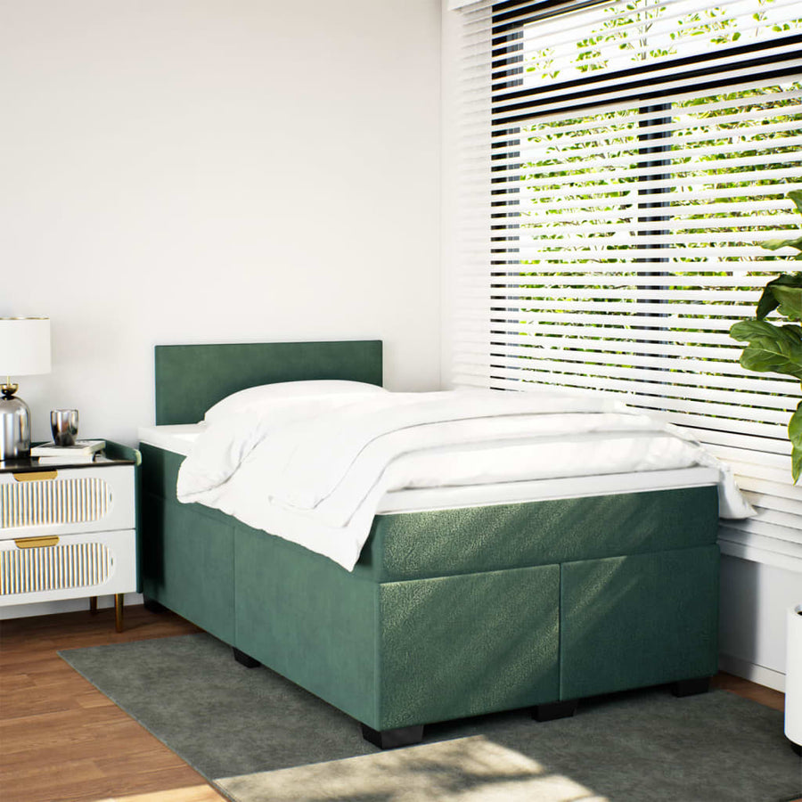 Boxspring met matras fluweel donkergroen 120x190 cm