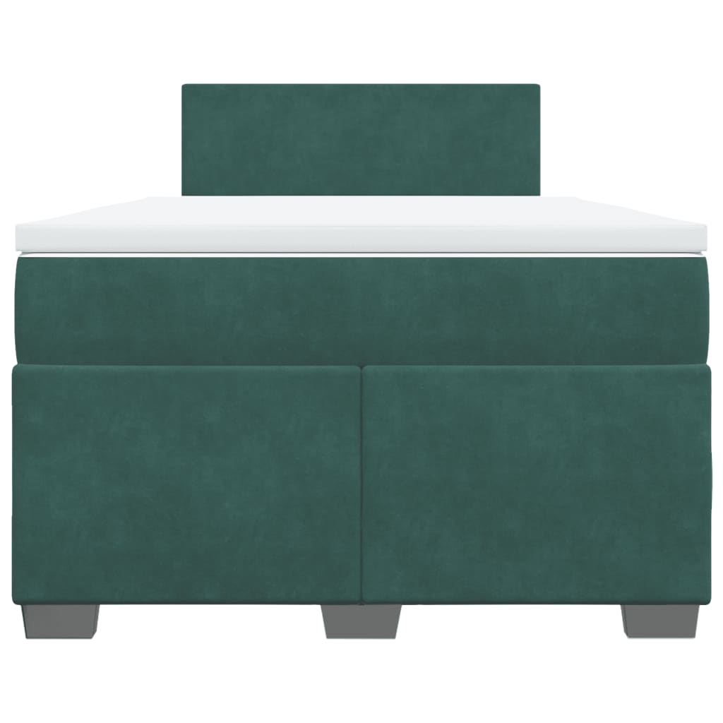 Boxspring met matras fluweel donkergroen 120x190 cm