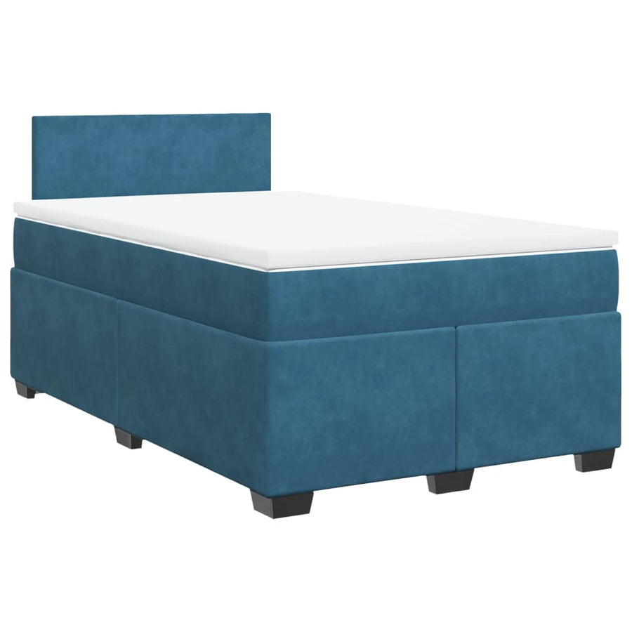 Boxspring met matras fluweel donkerblauw 120x190 cm