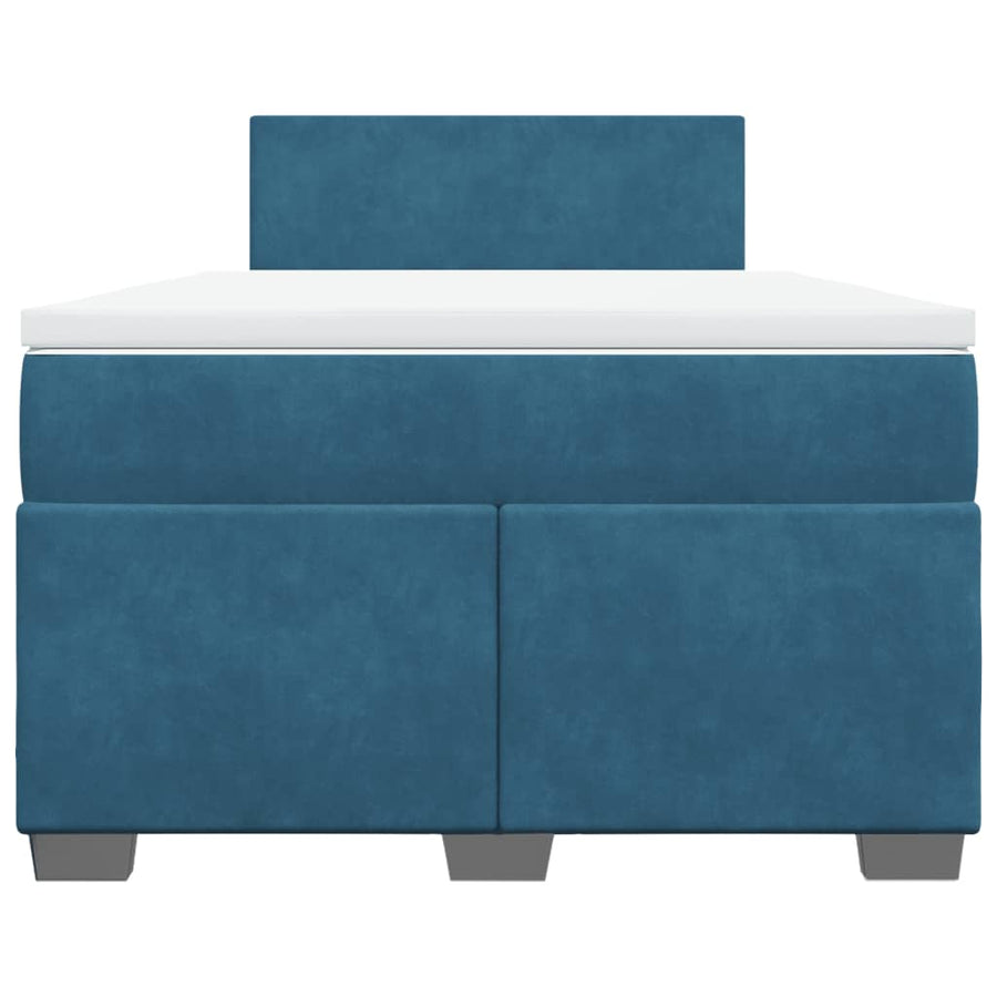 Boxspring met matras fluweel donkerblauw 120x190 cm