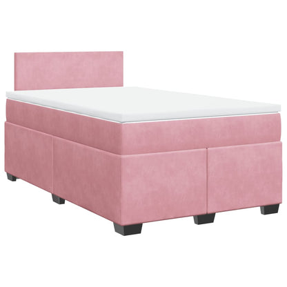 Boxspring met matras fluweel roze 120x190 cm