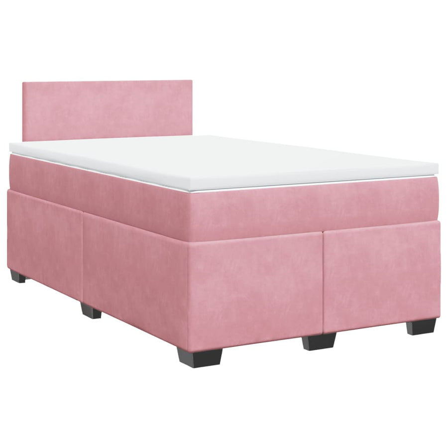 Boxspring met matras fluweel roze 120x190 cm
