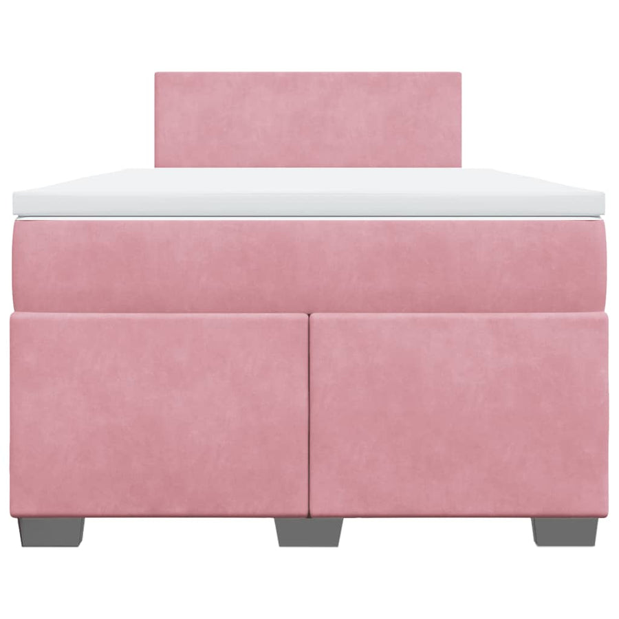 Boxspring met matras fluweel roze 120x190 cm