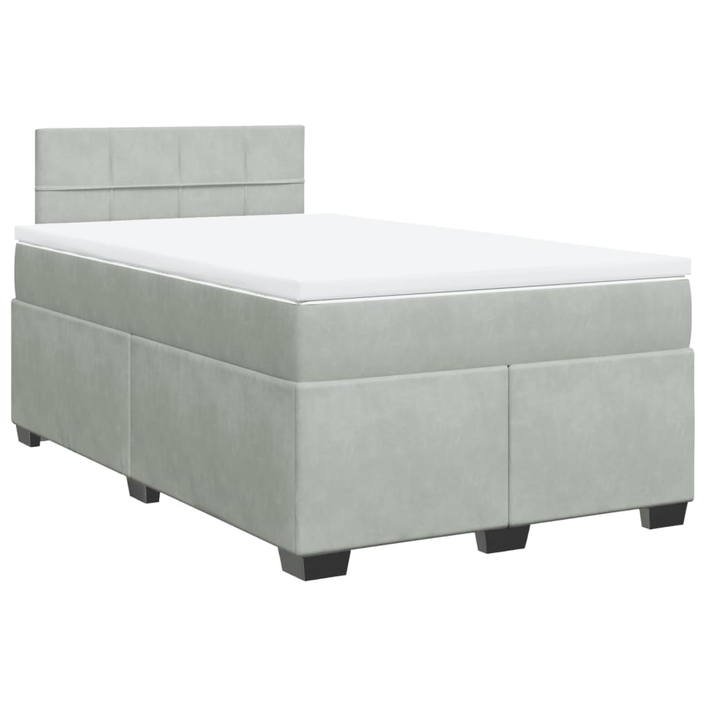 Boxspring met matras fluweel lichtgrijs 120x190 cm