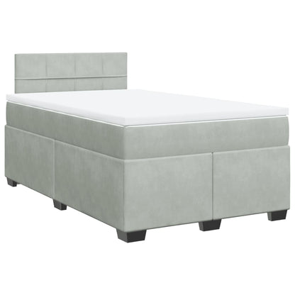 Boxspring met matras fluweel lichtgrijs 120x190 cm