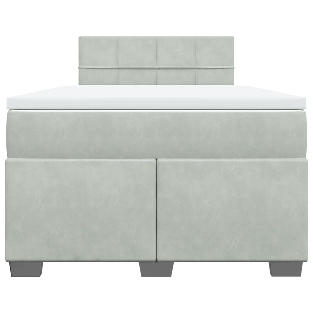 Boxspring met matras fluweel lichtgrijs 120x190 cm