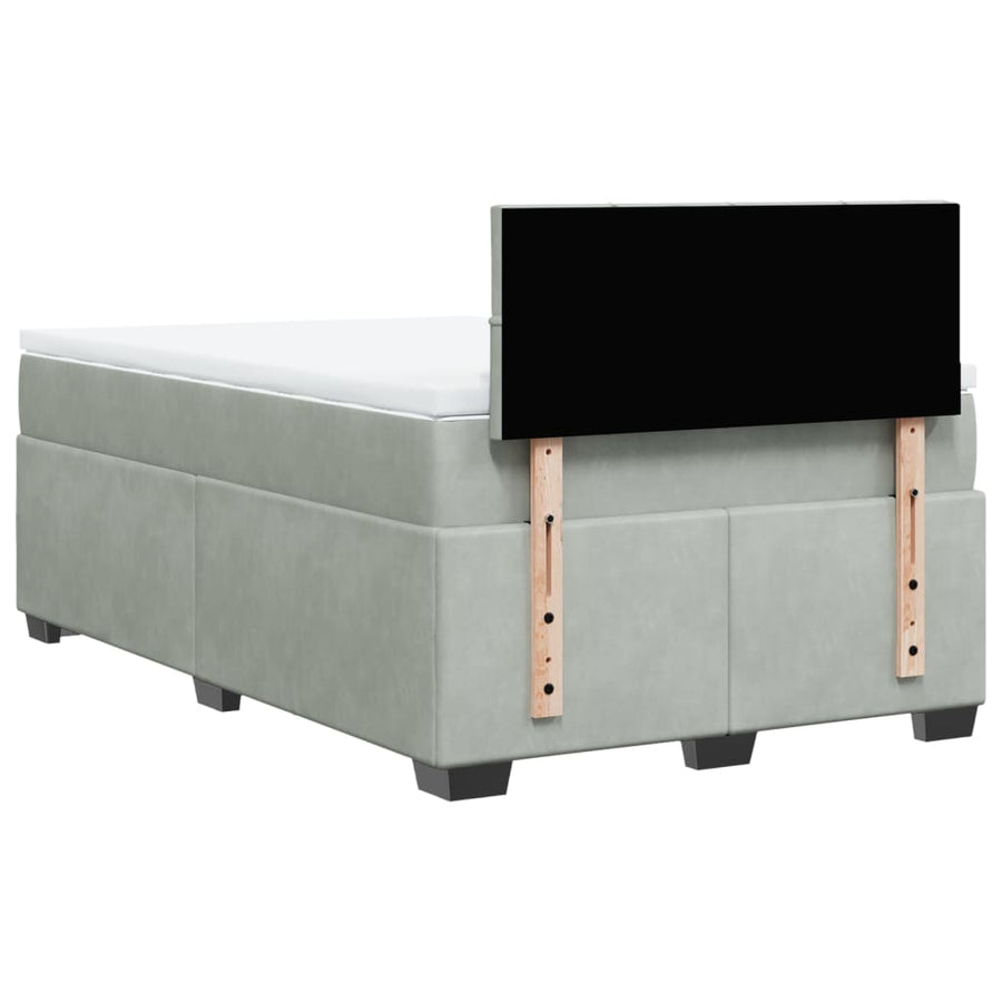 Boxspring met matras fluweel lichtgrijs 120x190 cm