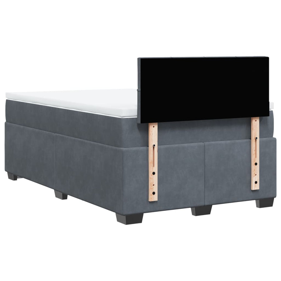 Boxspring met matras fluweel donkergrijs 120x190 cm