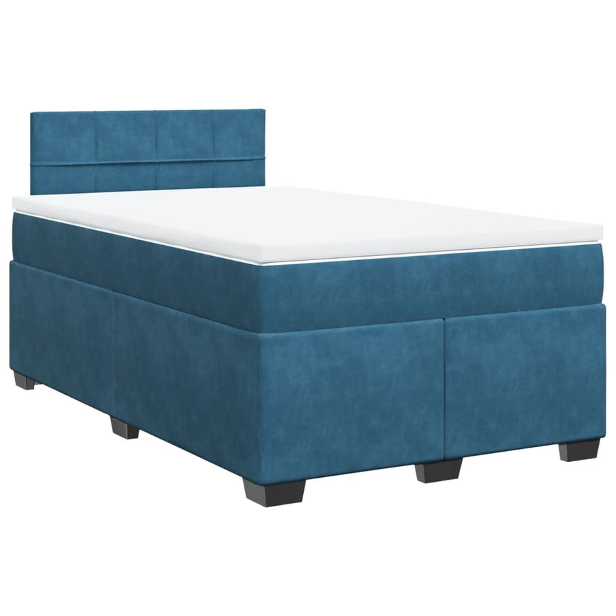 Boxspring met matras fluweel donkerblauw 120x190 cm
