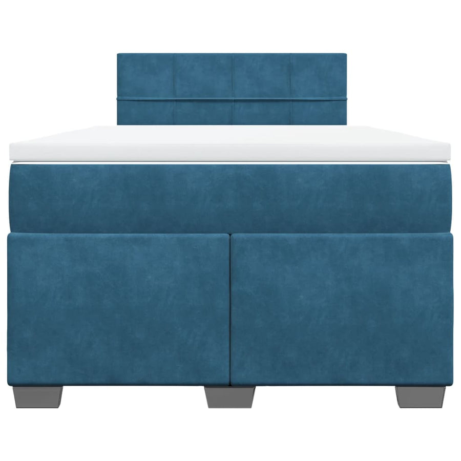 Boxspring met matras fluweel donkerblauw 120x190 cm