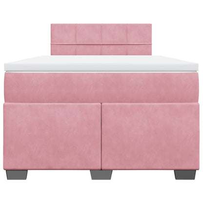 Boxspring met matras fluweel roze 120x190 cm