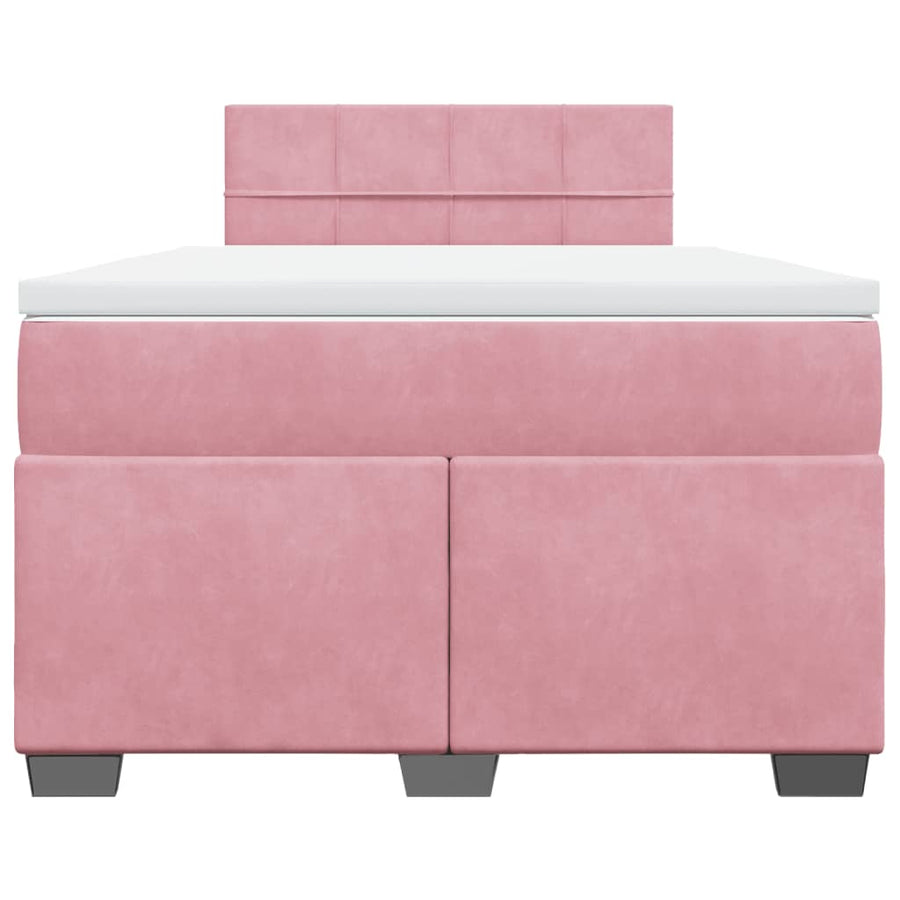 Boxspring met matras fluweel roze 120x190 cm