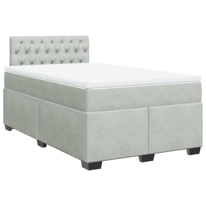 Boxspring met matras fluweel lichtgrijs 120x190 cm