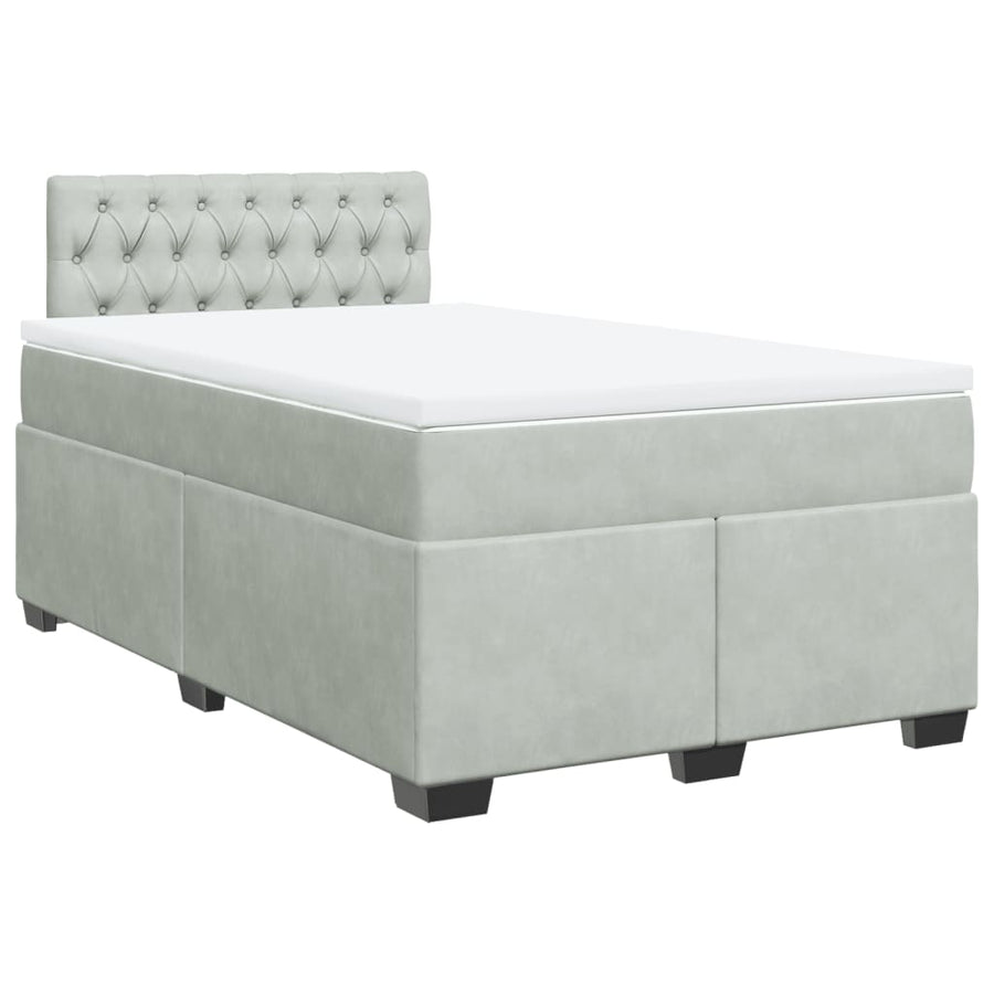 Boxspring met matras fluweel lichtgrijs 120x190 cm