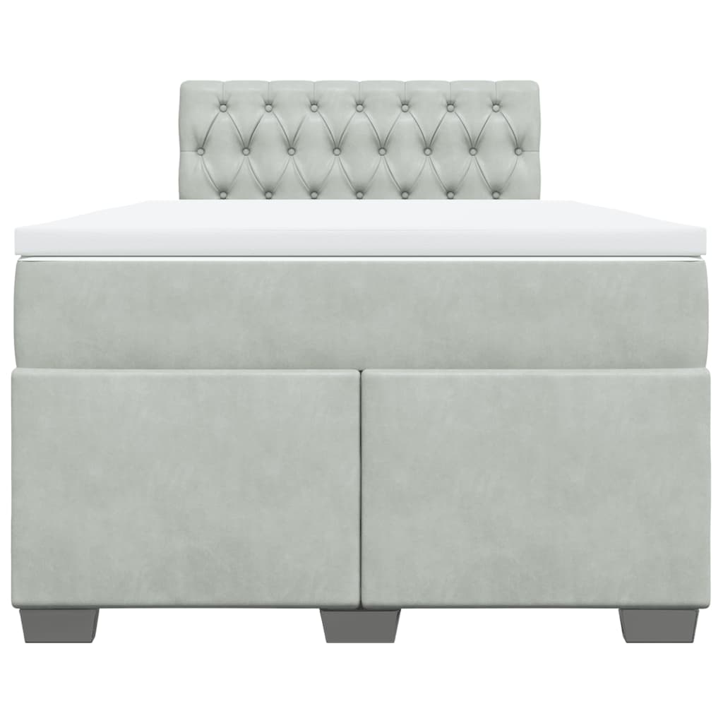 Boxspring met matras fluweel lichtgrijs 120x190 cm