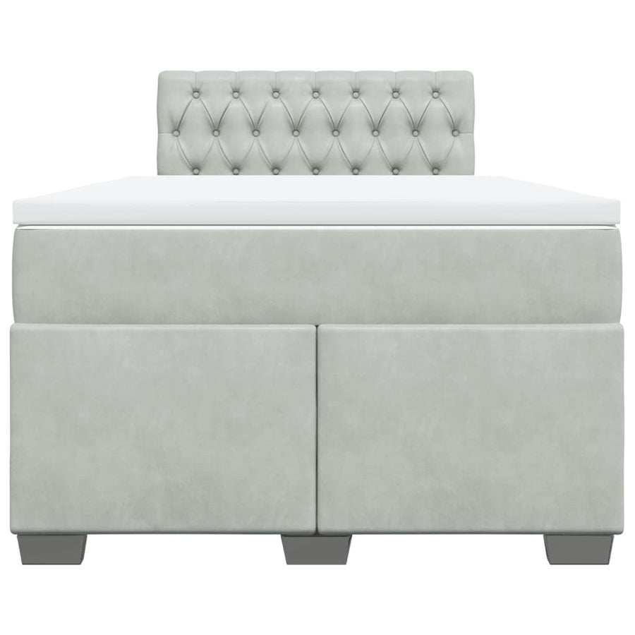 Boxspring met matras fluweel lichtgrijs 120x190 cm