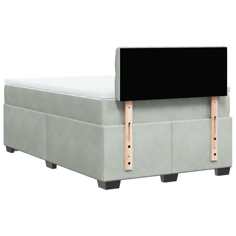 Boxspring met matras fluweel lichtgrijs 120x190 cm